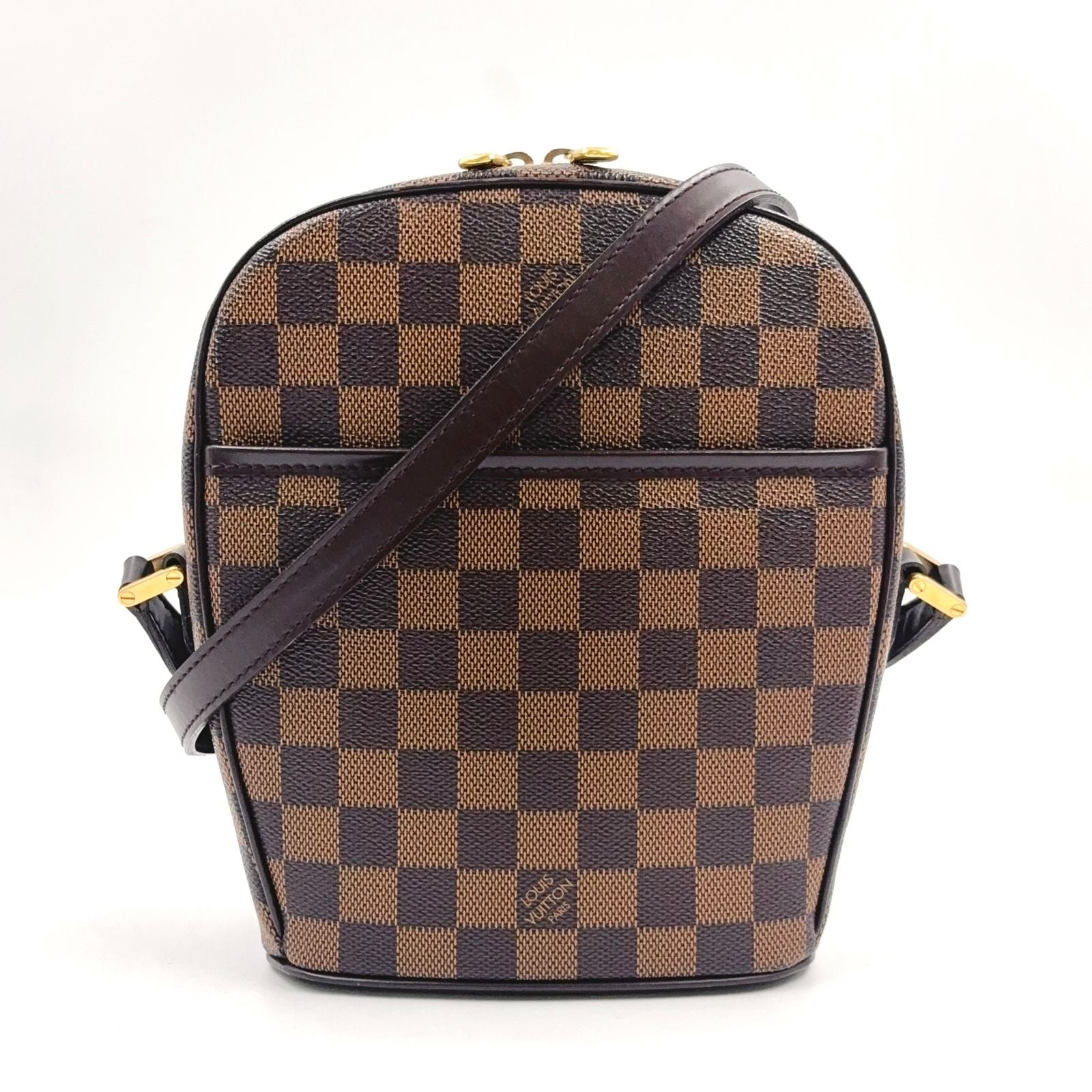 Louis Vuitton Ipanema PM Damier Ebene Leather Brown Shoulder Bag Gold