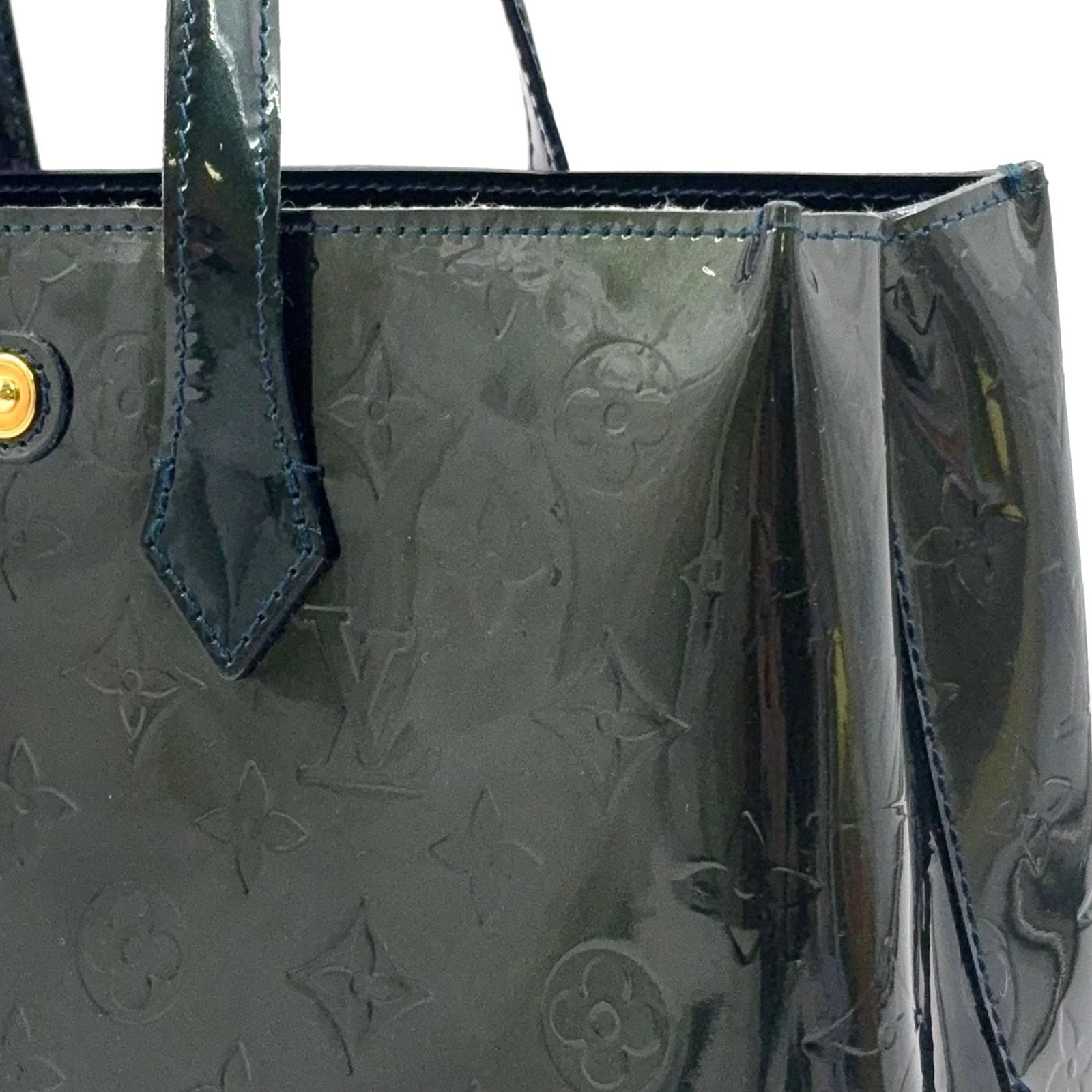 Louis Vuitton Wilshire PM Monogram Vernis Blue Infini Patent Leather Dark Green — view 5