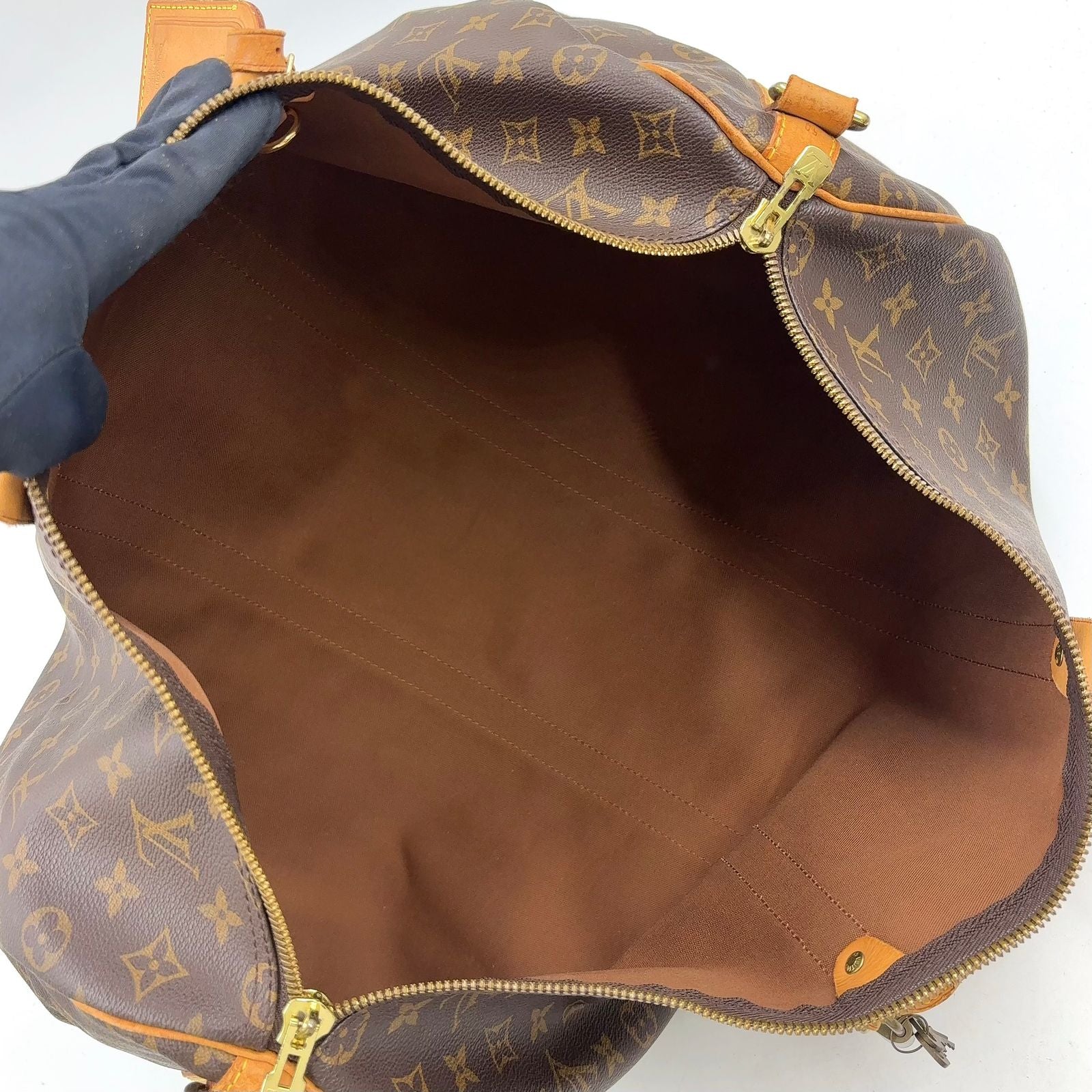 Louis Vuitton Keepall Bandouliere 50 Monogram Leather Brown Light Boston Bag — view 3