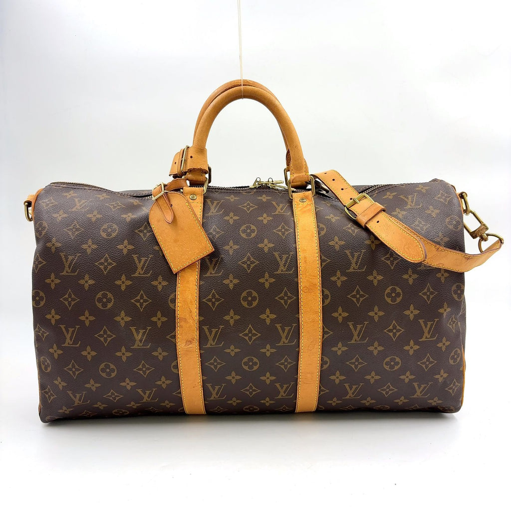 Louis Vuitton Keepall Bandouliere 50 Monogram Leather Brown Light Boston Bag