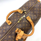 Louis Vuitton Keepall Bandouliere 50 Monogram Leather Brown Light Boston Bag — view 7