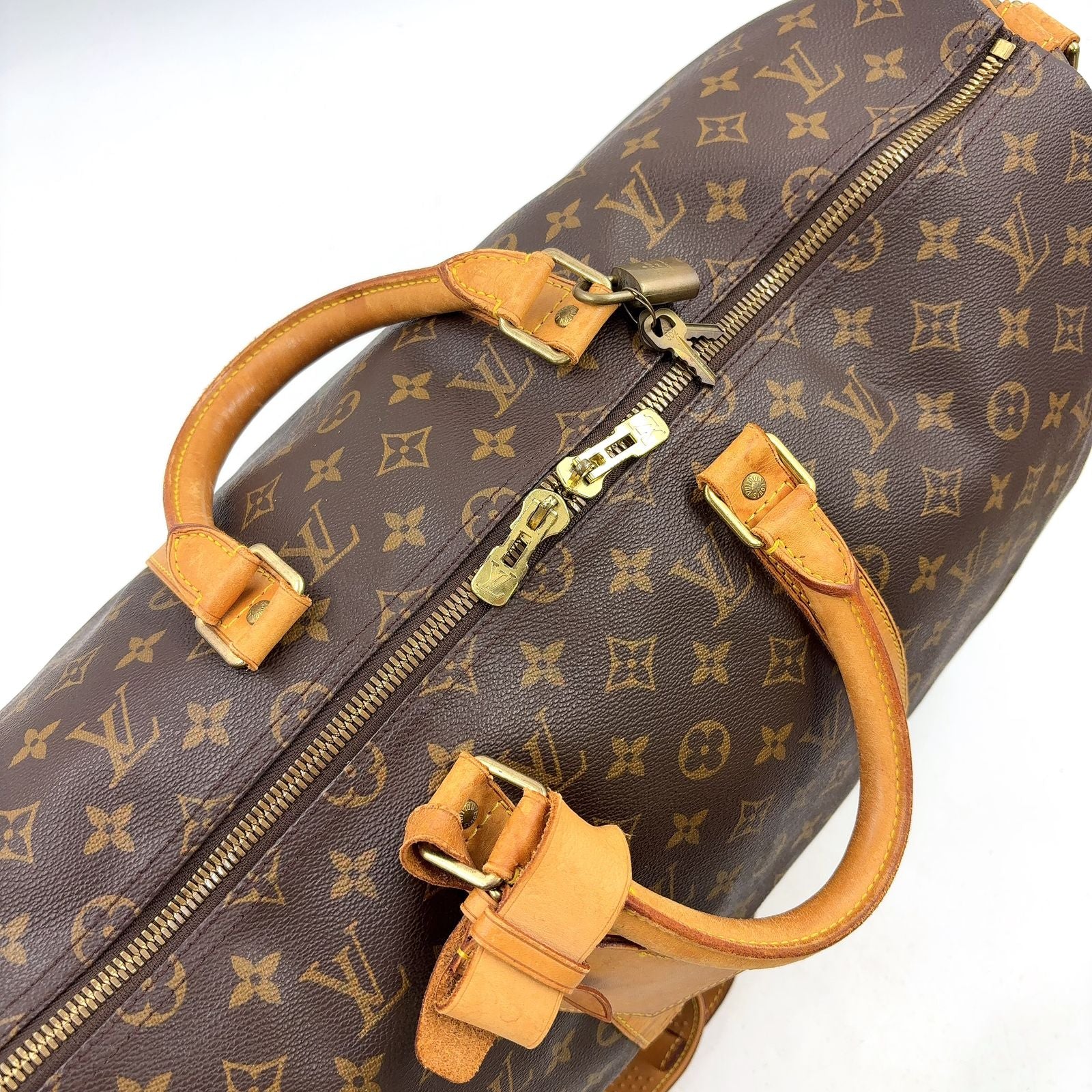 Louis Vuitton Keepall Bandouliere 50 Monogram Leather Brown Light Boston Bag — view 7