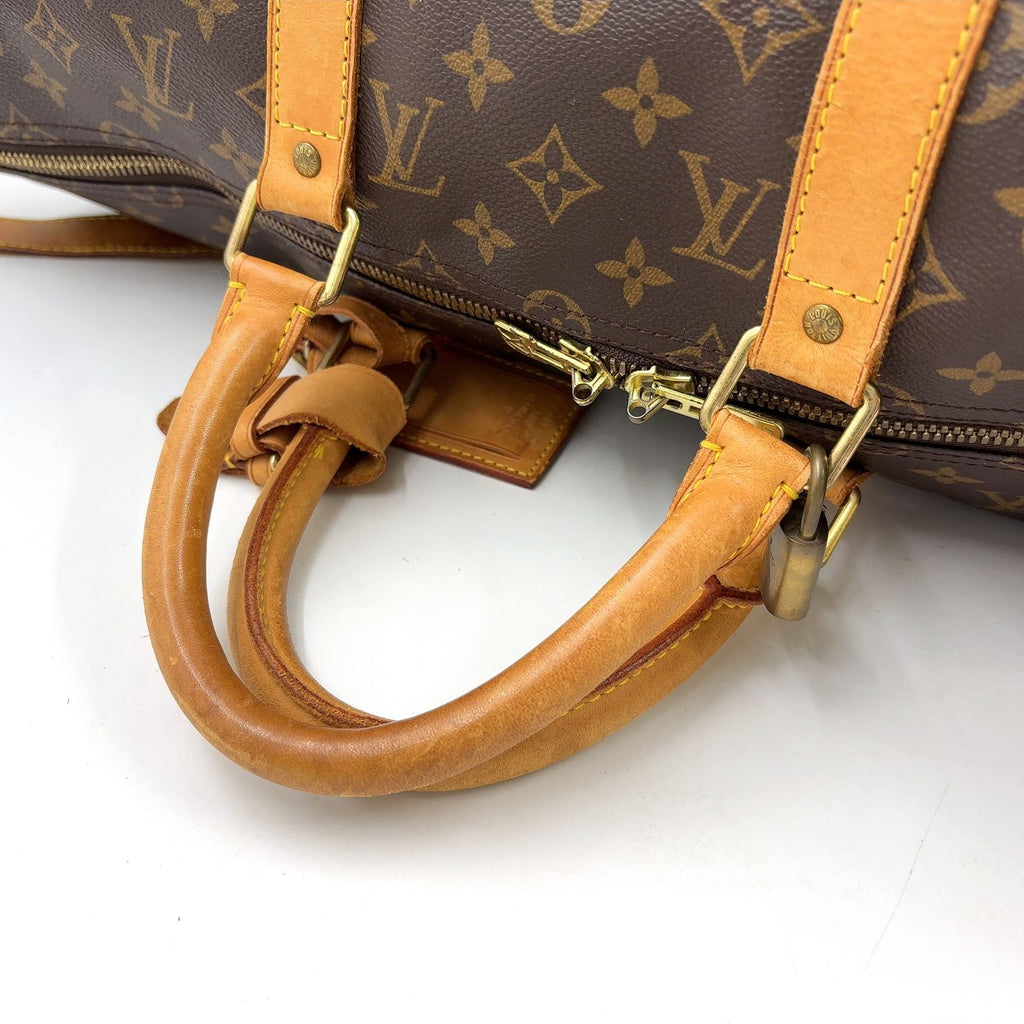 Louis Vuitton Keepall Bandouliere 50 Monogram Leather Brown Light Boston Bag — view 6