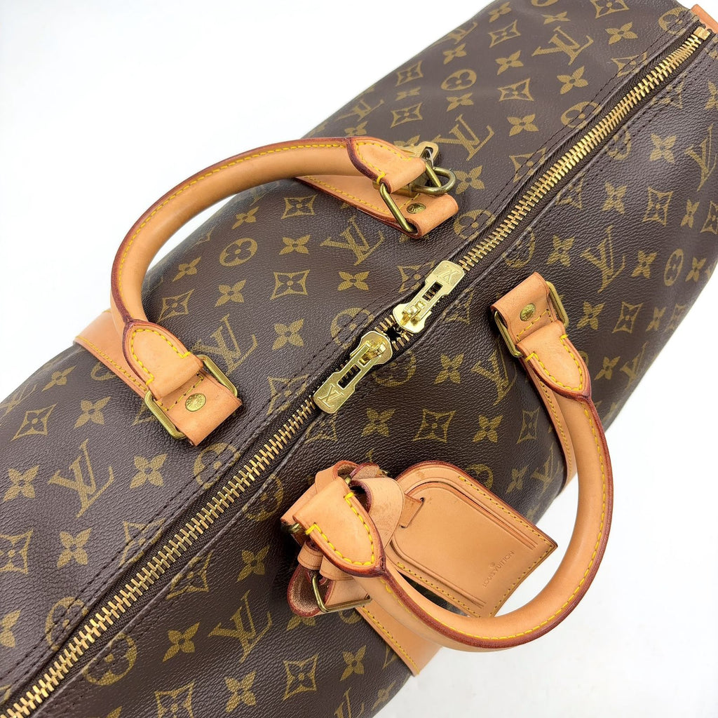 Louis Vuitton Keepall Bandouliere 50 Monogram Leather Brown Light Boston Bag — view 7