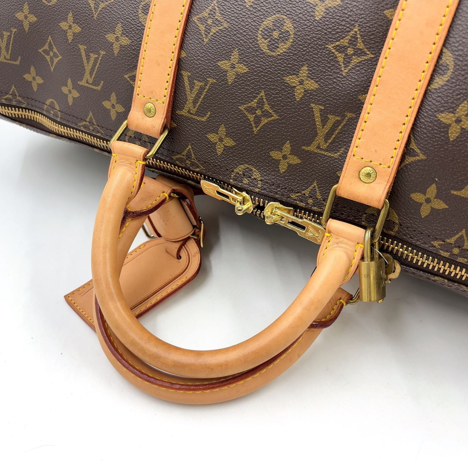 Louis Vuitton Keepall Bandouliere 50 Monogram Leather Brown Light Boston Bag — view 6