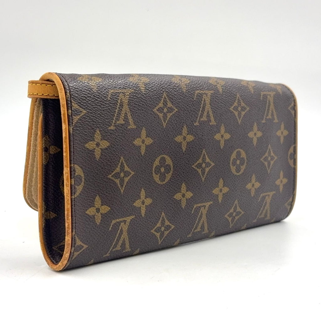 Louis Vuitton Pochette Twin GM Monogram Leather Brown Light Shoulder Bag Gold — view 2