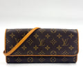 Louis Vuitton Pochette Twin GM Monogram Leather Brown Light Shoulder Bag Gold
