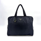 Prada Nylon Black Business Bag Silver