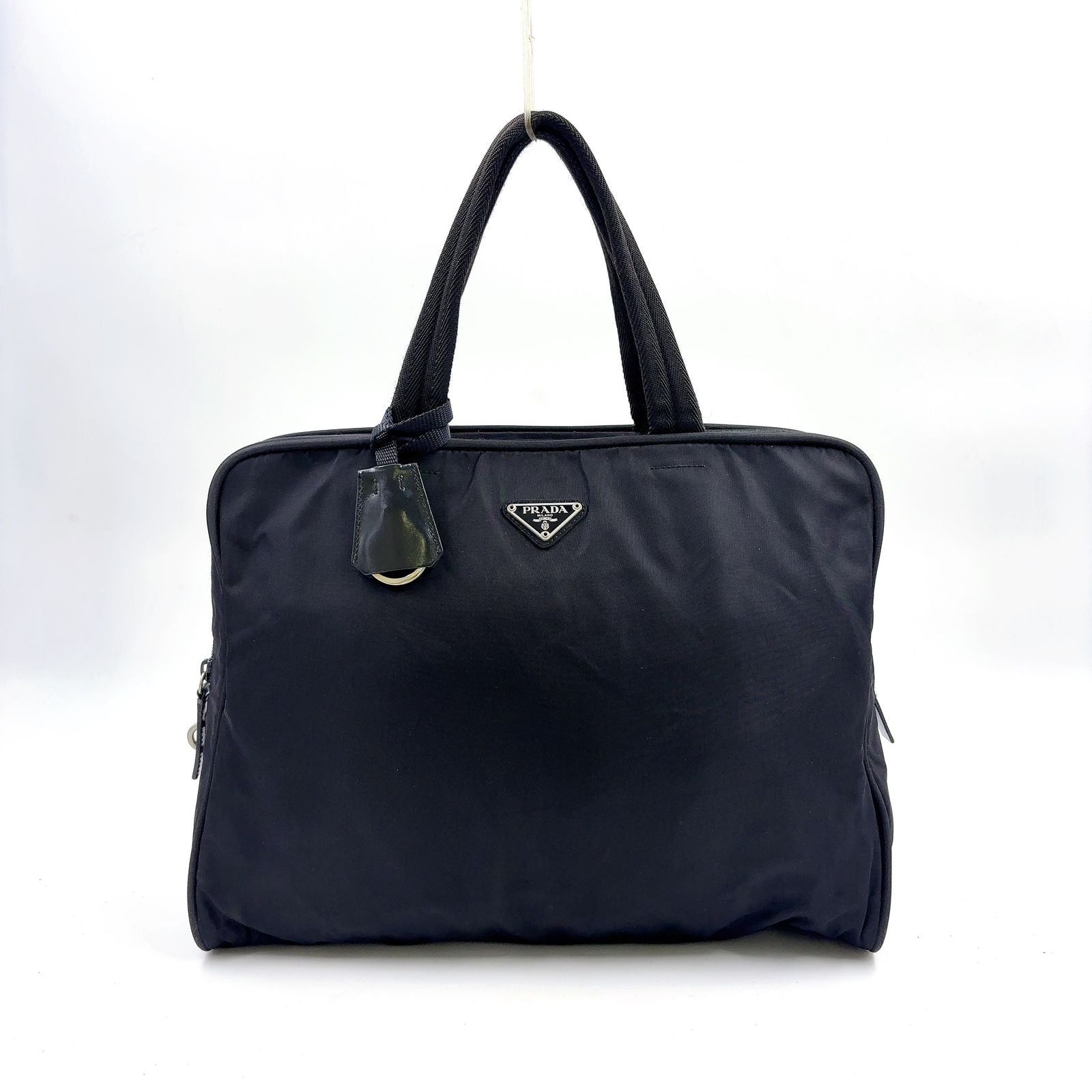 Prada Nylon Black Business Bag Silver