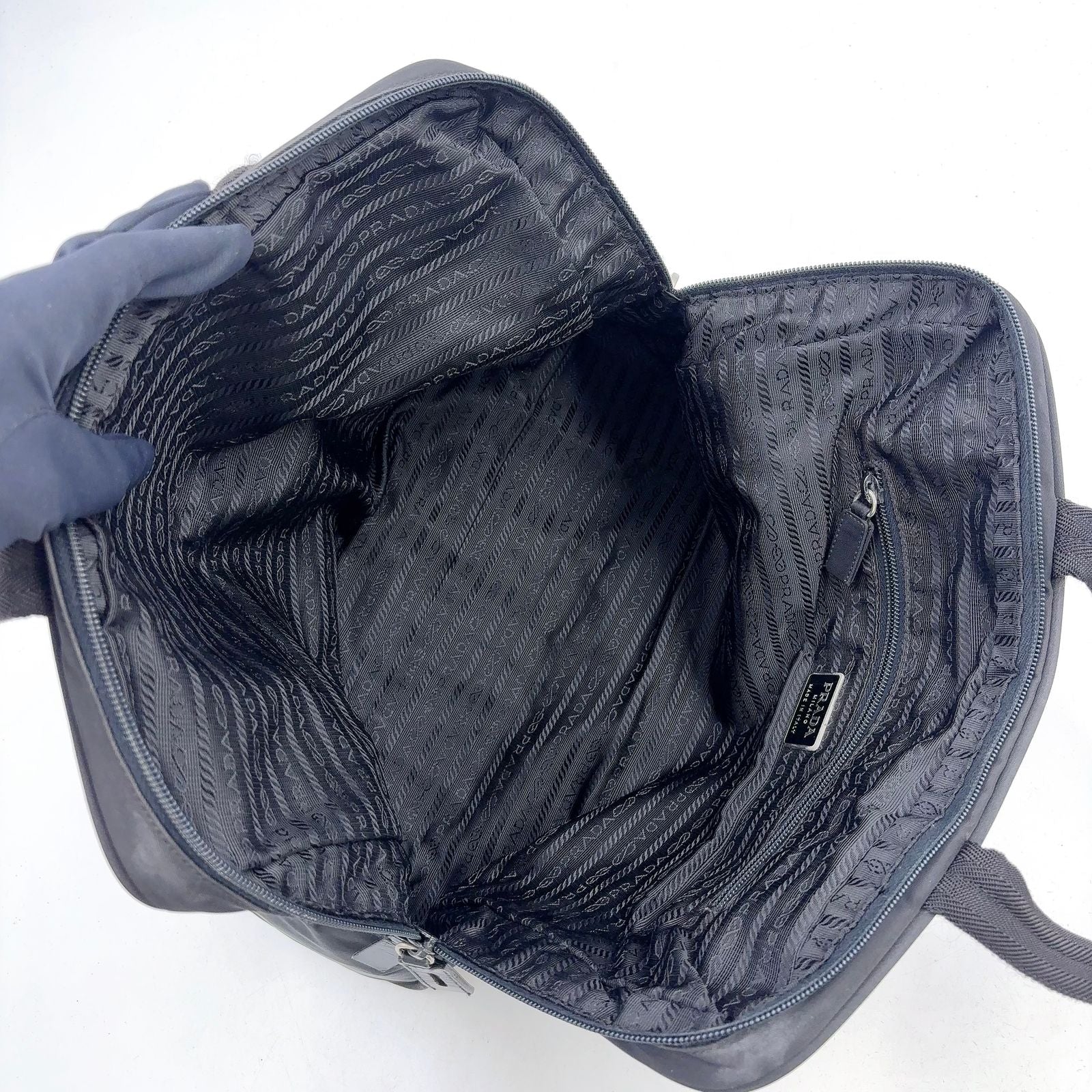 Prada Nylon Black Business Bag Silver — view 3