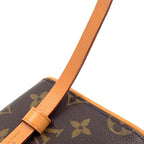 Louis Vuitton Pochette Twin PM XS Leather Brown Light Shoulder Bag Gold — view 6