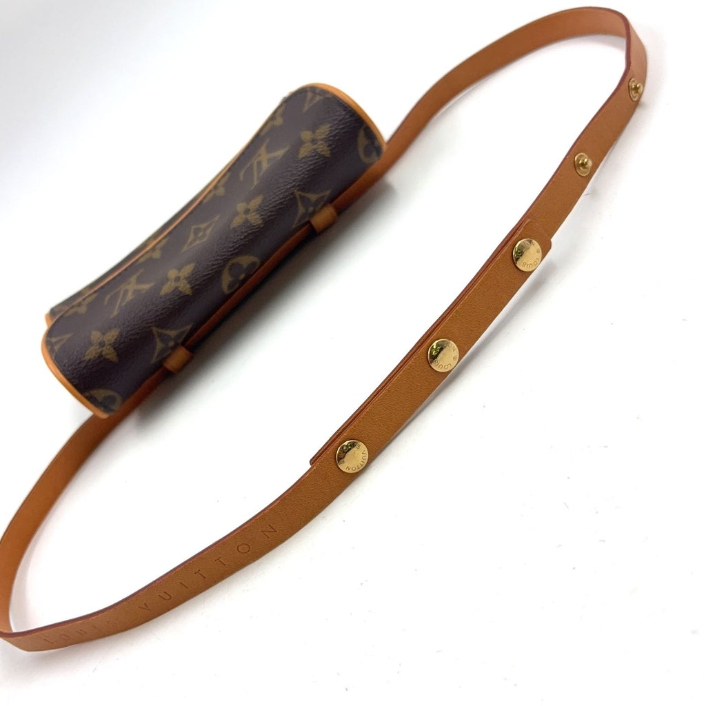 Louis Vuitton Pochette Twin PM XS Leather Brown Light Shoulder Bag Gold — view 5