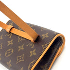 Louis Vuitton Pochette Twin PM XS Leather Brown Light Shoulder Bag Gold — view 8