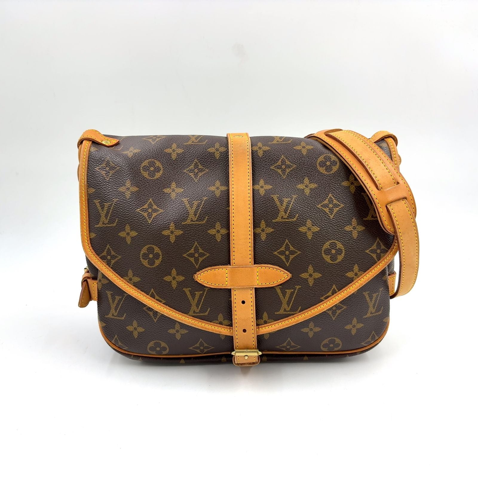 Louis Vuitton Saumur 30 Monogram Leather Brown Light Shoulder Bag Gold