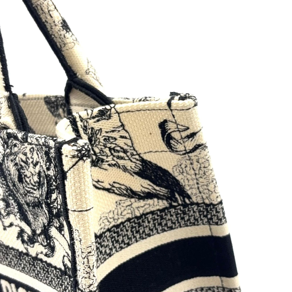 Dior Small Book Tote Bag Canvas Black White — view 7