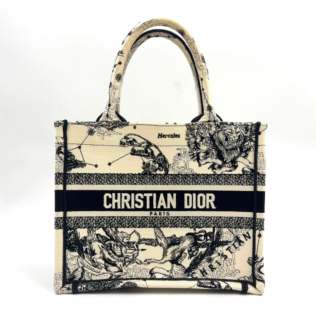Dior Small Book Tote Bag Canvas Black White