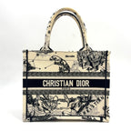 Dior Small Book Tote Bag Canvas Black White