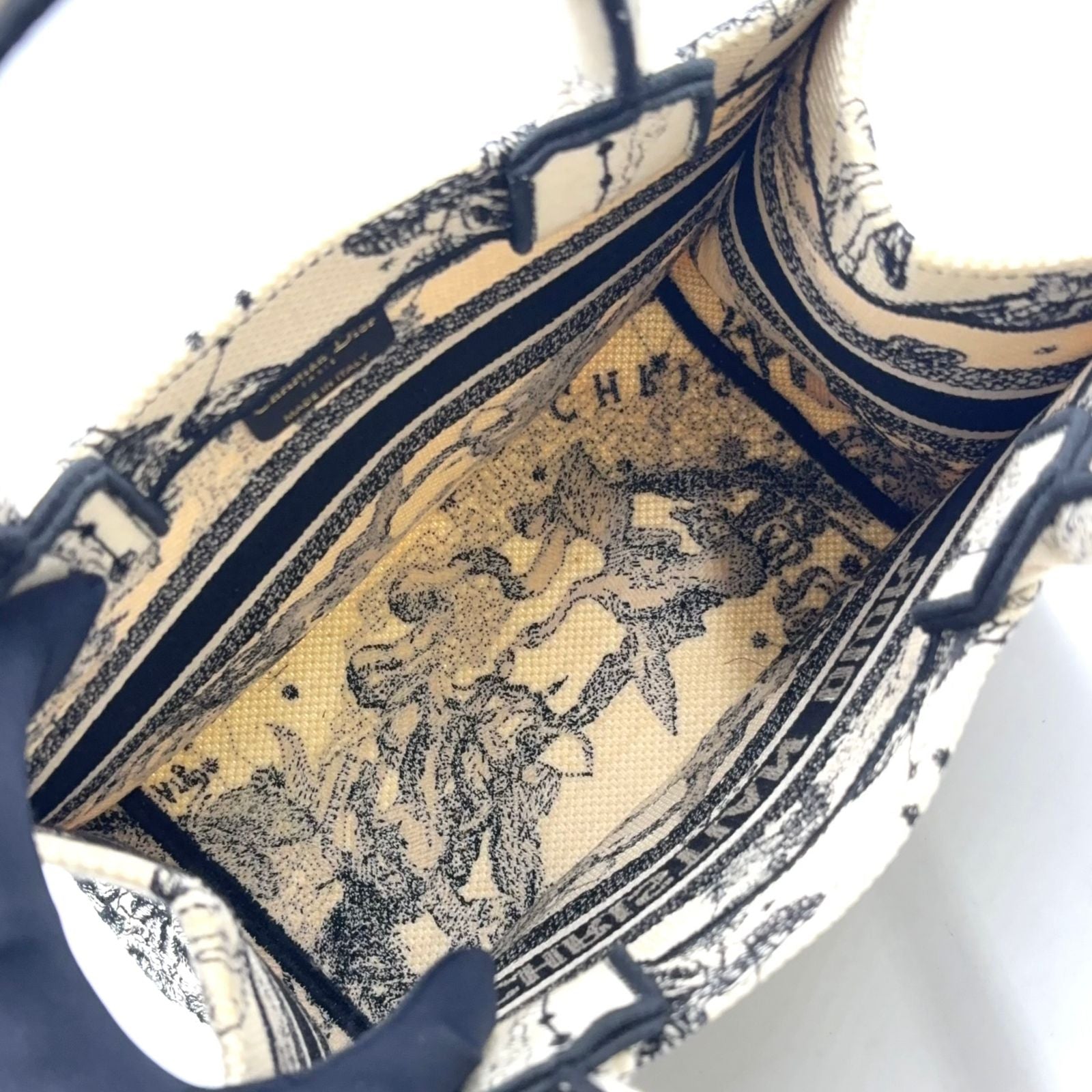 Dior Small Book Tote Bag Canvas Black White — view 3