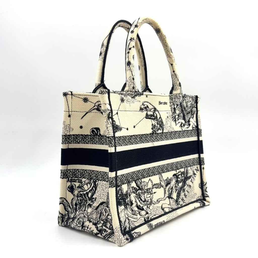 Dior Small Book Tote Bag Canvas Black White — view 2