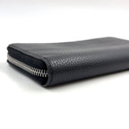 Prada Vitello Daino Zip Around Leather Black Wallet Silver — view 6