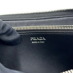 Prada Vitello Daino Zip Around Leather Black Wallet Silver — view 4