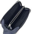 Prada Vitello Daino Zip Around Leather Black Wallet Silver — view 3