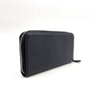 Prada Vitello Daino Zip Around Leather Black Wallet Silver — view 2