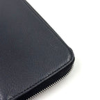 Prada Vitello Daino Zip Around Leather Black Wallet Silver — view 5