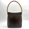 Louis Vuitton Looping GM Monogram Leather Brown Light Shoulder Bag Gold
