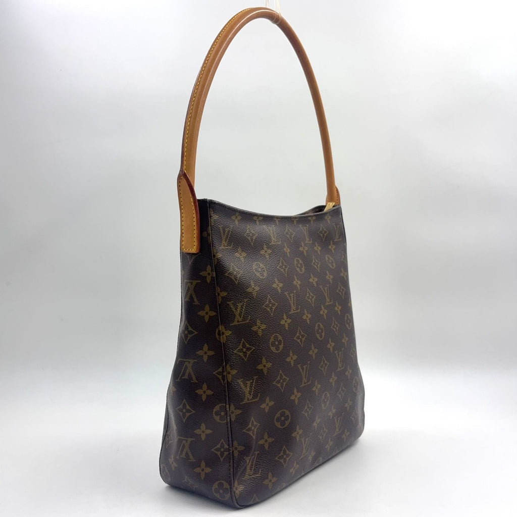 Louis Vuitton Looping GM Monogram Leather Brown Light Shoulder Bag Gold — view 2
