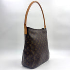 Louis Vuitton Looping GM Monogram Leather Brown Light Shoulder Bag Gold — view 2