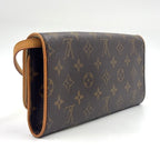 Louis Vuitton Pochette Twin GM Monogram Leather Brown Light Shoulder Bag Gold — view 2
