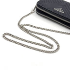 Prada Diagram Nappa Impunture Leather Black Chain Shoulder Bag Silver — view 7