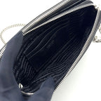 Prada Diagram Nappa Impunture Leather Black Chain Shoulder Bag Silver — view 3
