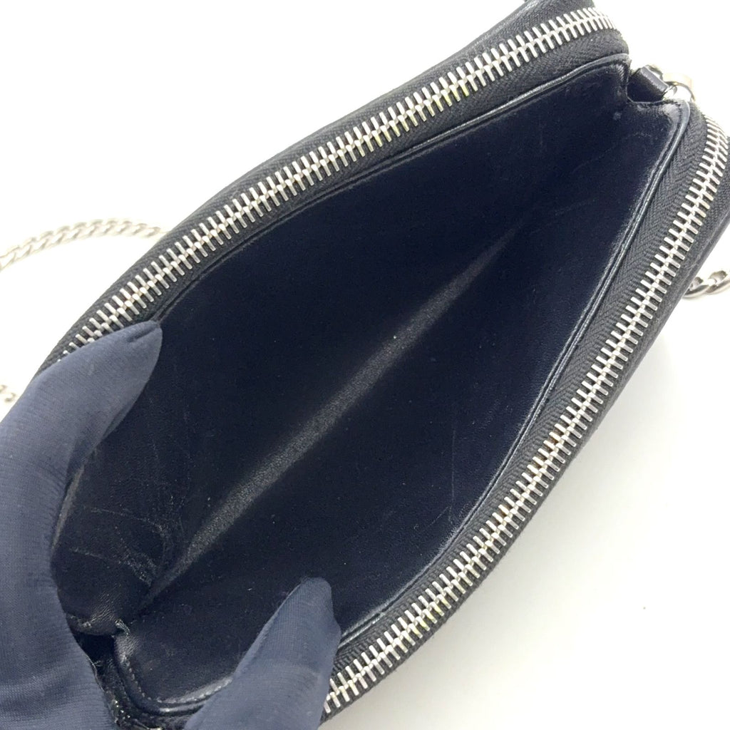 Prada Diagram Nappa Impunture Leather Black Chain Shoulder Bag Silver — view 5