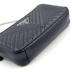 Prada Diagram Nappa Impunture Leather Black Chain Shoulder Bag Silver — view 8