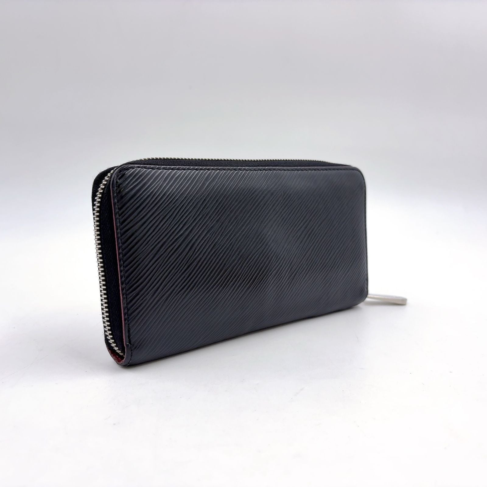 Louis Vuitton Zippy Wallet Epi Noir Hot Pink Leather Black Zip Around Silver — view 2