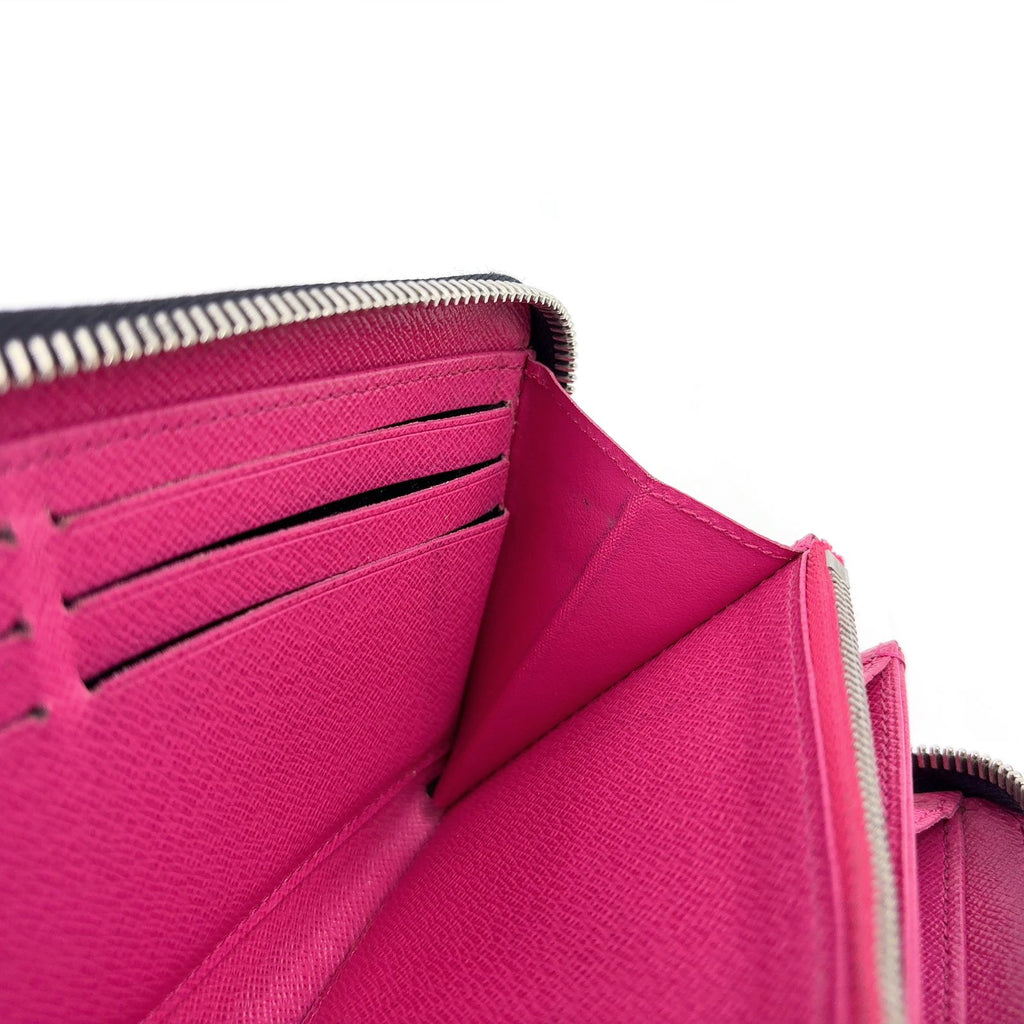 Louis Vuitton Zippy Wallet Epi Noir Hot Pink Leather Black Zip Around Silver — view 6