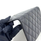 Chanel Quilted Lambskin Black Bifold Wallet Silver — view 8