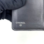 Chanel Quilted Lambskin Black Bifold Wallet Silver — view 4
