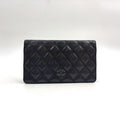 Chanel Quilted Lambskin Black Bifold Wallet Silver