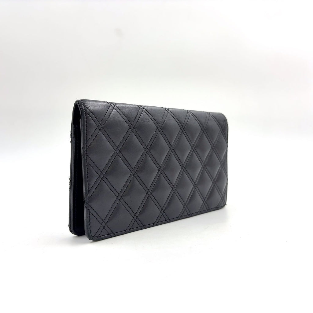 Chanel Quilted Lambskin Black Bifold Wallet Silver — view 2