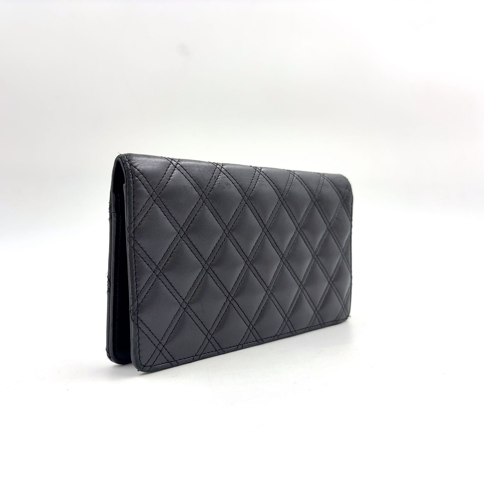 Chanel Quilted Lambskin Black Bifold Wallet Silver — view 2
