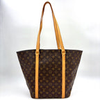 Louis Vuitton Sac Shopping Monogram Leather Brown Light Tote Bag Gold