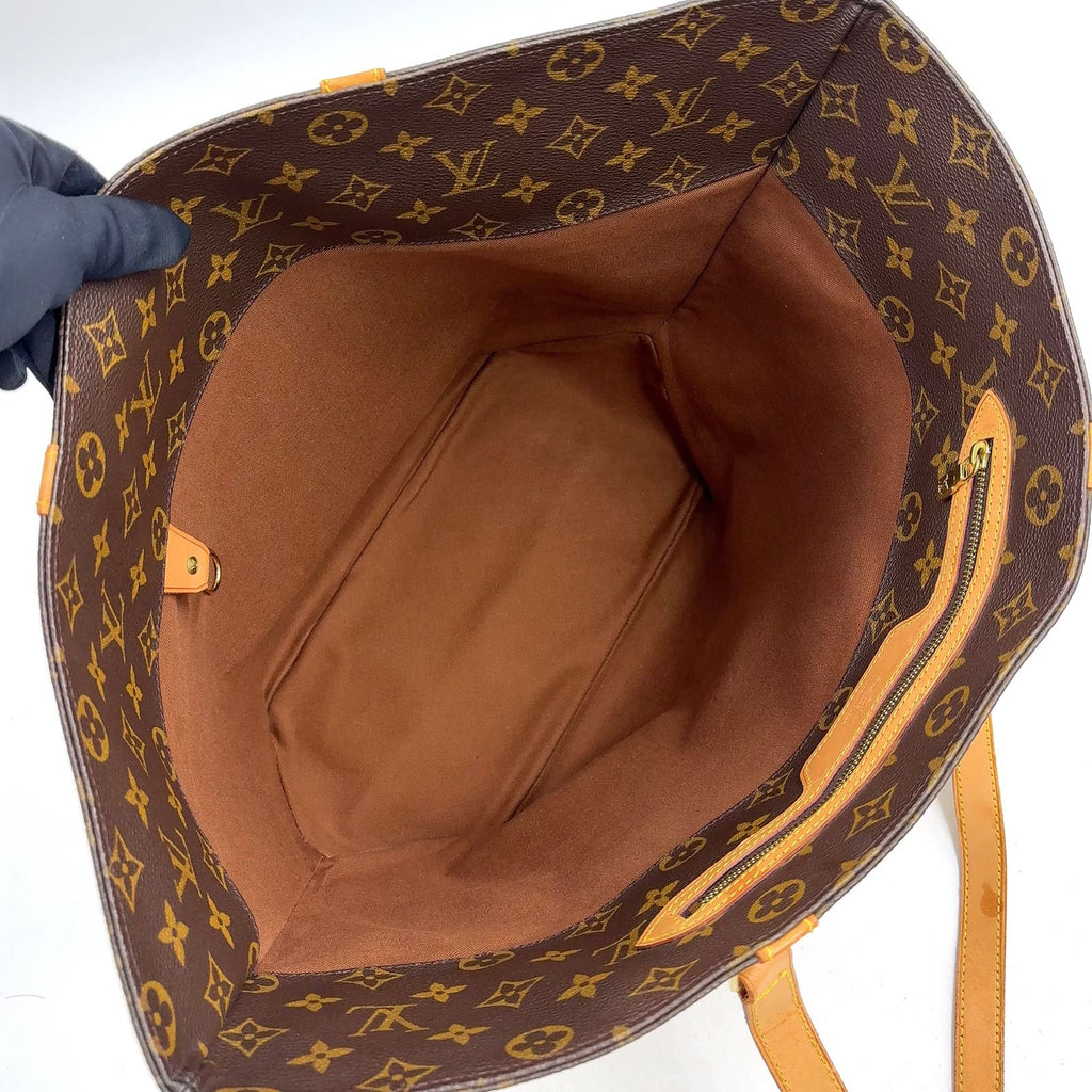Louis Vuitton Sac Shopping Monogram Leather Brown Light Tote Bag Gold — view 3