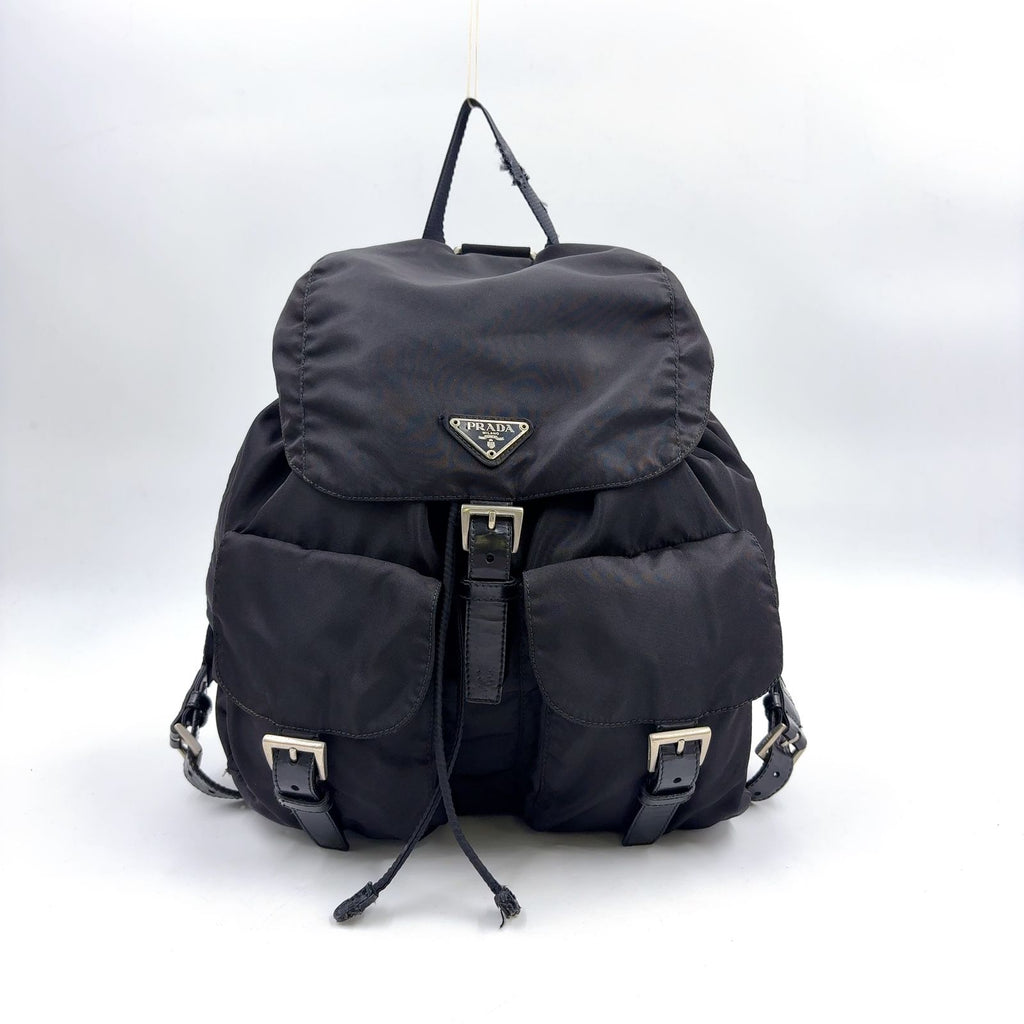 Prada Nylon Black Backpack Silver