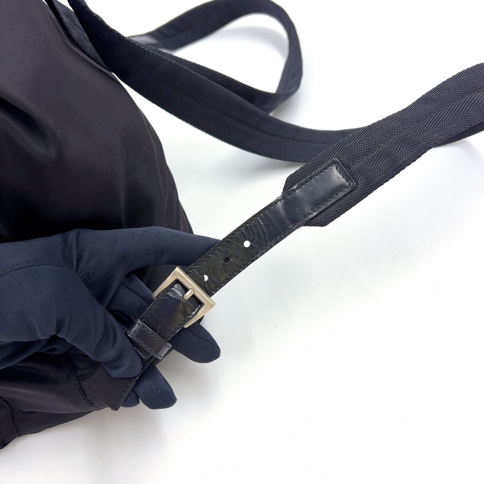 Prada Nylon Black Backpack Silver — view 5