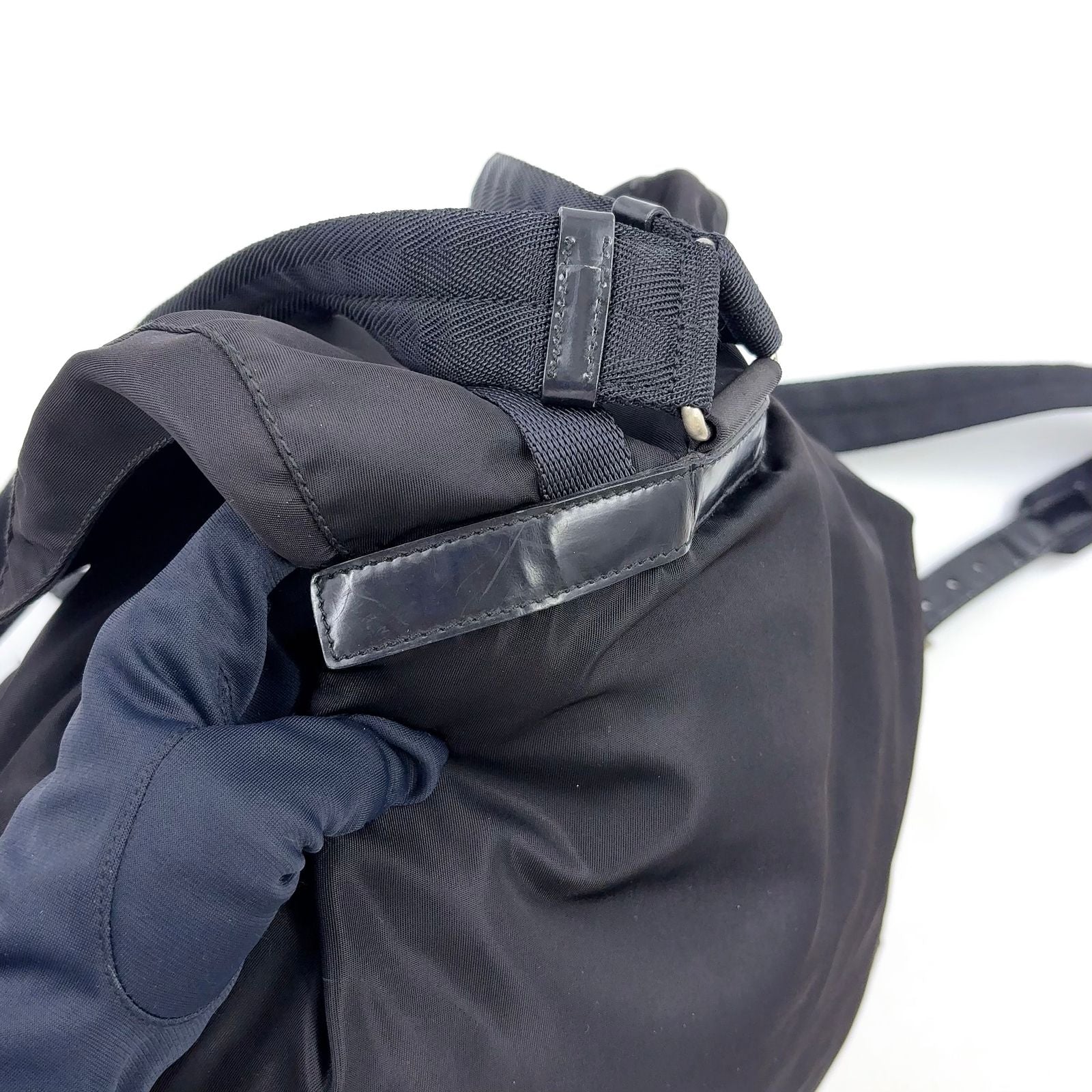 Prada Nylon Black Backpack Silver — view 7