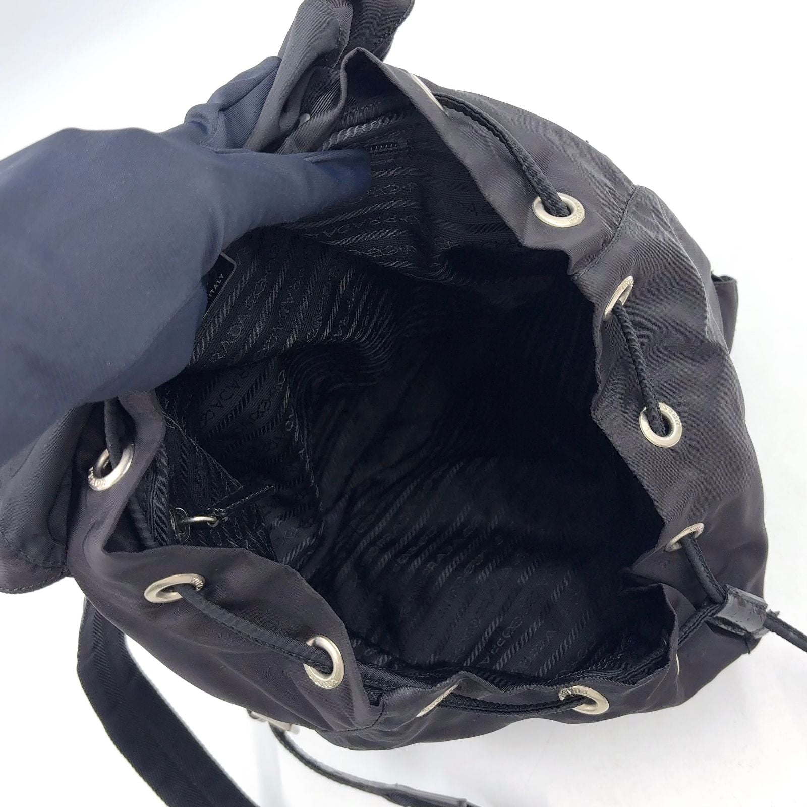 Prada Nylon Black Backpack Silver — view 3