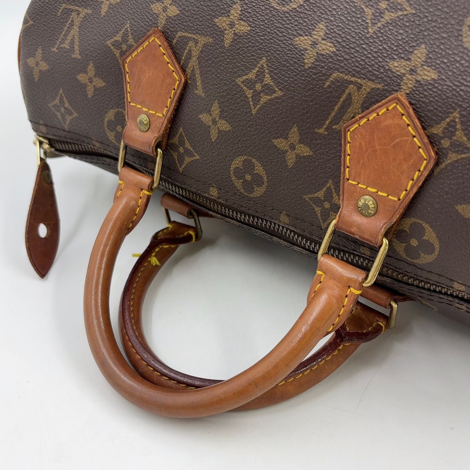 Louis Vuitton Speedy 30 Monogram Leather Brown Light Handbag Gold — view 5